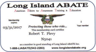 ABATE Lifetime Member ID Card Robert Plevy