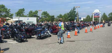 motorcycles parked at Fire Riders Christmas in June ride